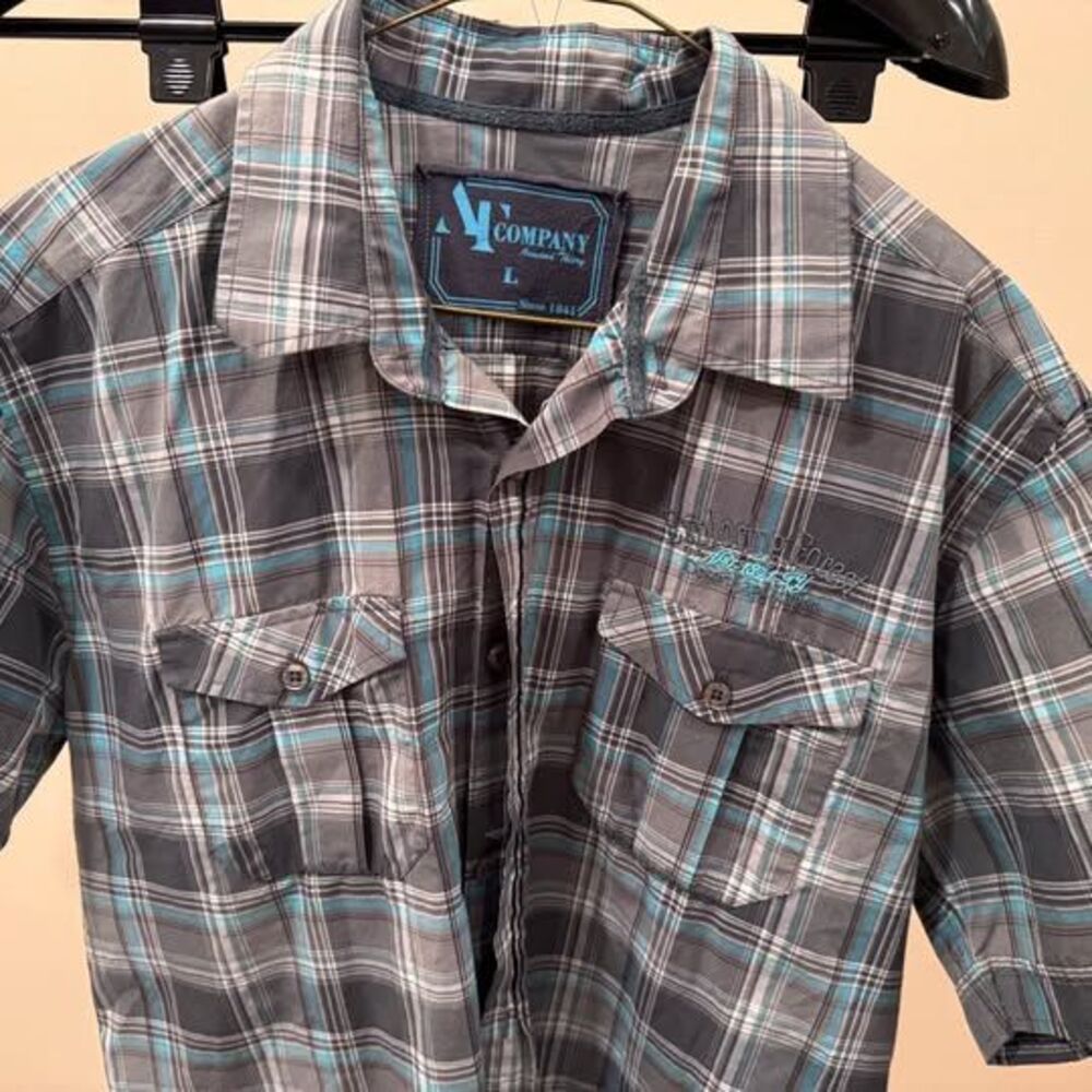 Armand Thiery Company Men's Plaid Short Sleeve Shirt Size L